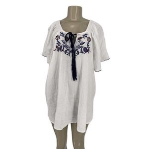 NEW Lane Bryant Plus Size 22 Women Embroidered Gauze Blouse White Peasant #3